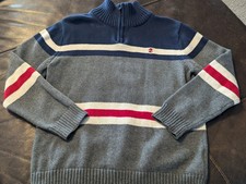 IZOD Boy Gray, Blue, Red Sweater Large 10/12 Pullover 1/4 Zip