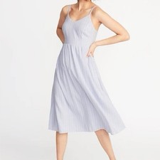NWT Old Navy Fit & Flare Striped Cami Midi Dress Purple