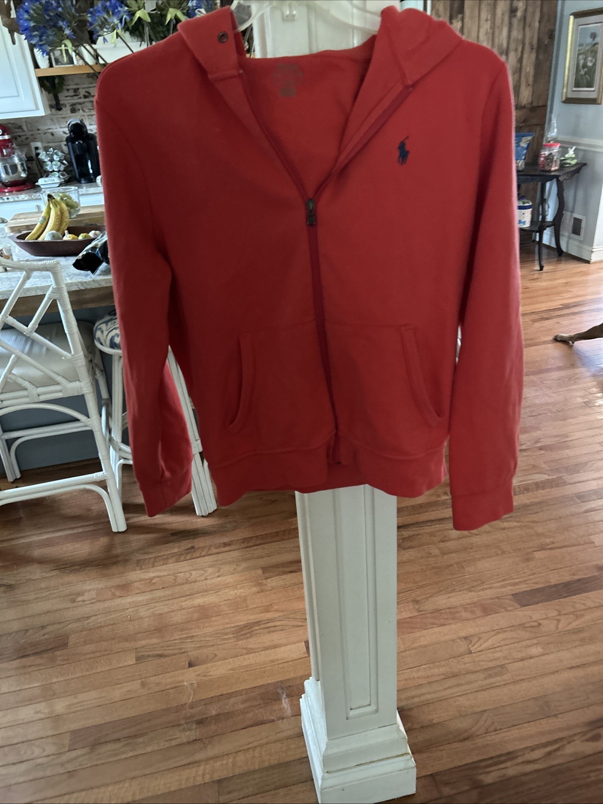Polo Ralph Lauren felpa con cappuccio uomo media rossa full zip felpa giacca pony pile