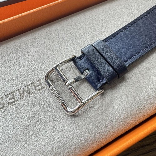 Apple Watch Hermes Navy Leather Simple Tour Strap 41mm Compatible 38mm 40mm 42mm - 第 5/10 張圖片