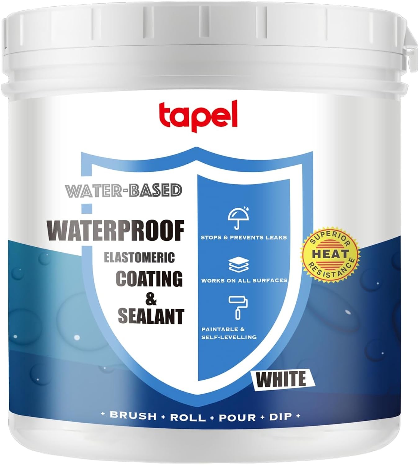 Tapel Liquid Rubber RV Roof Coating White 1L - Waterproof Sealant for Leaks,