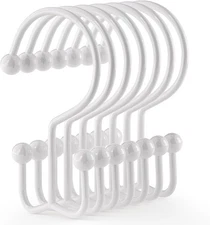 Goowin 24 Pcs Shower Curtain Hooks Rings, Durable 24 Pack, White 