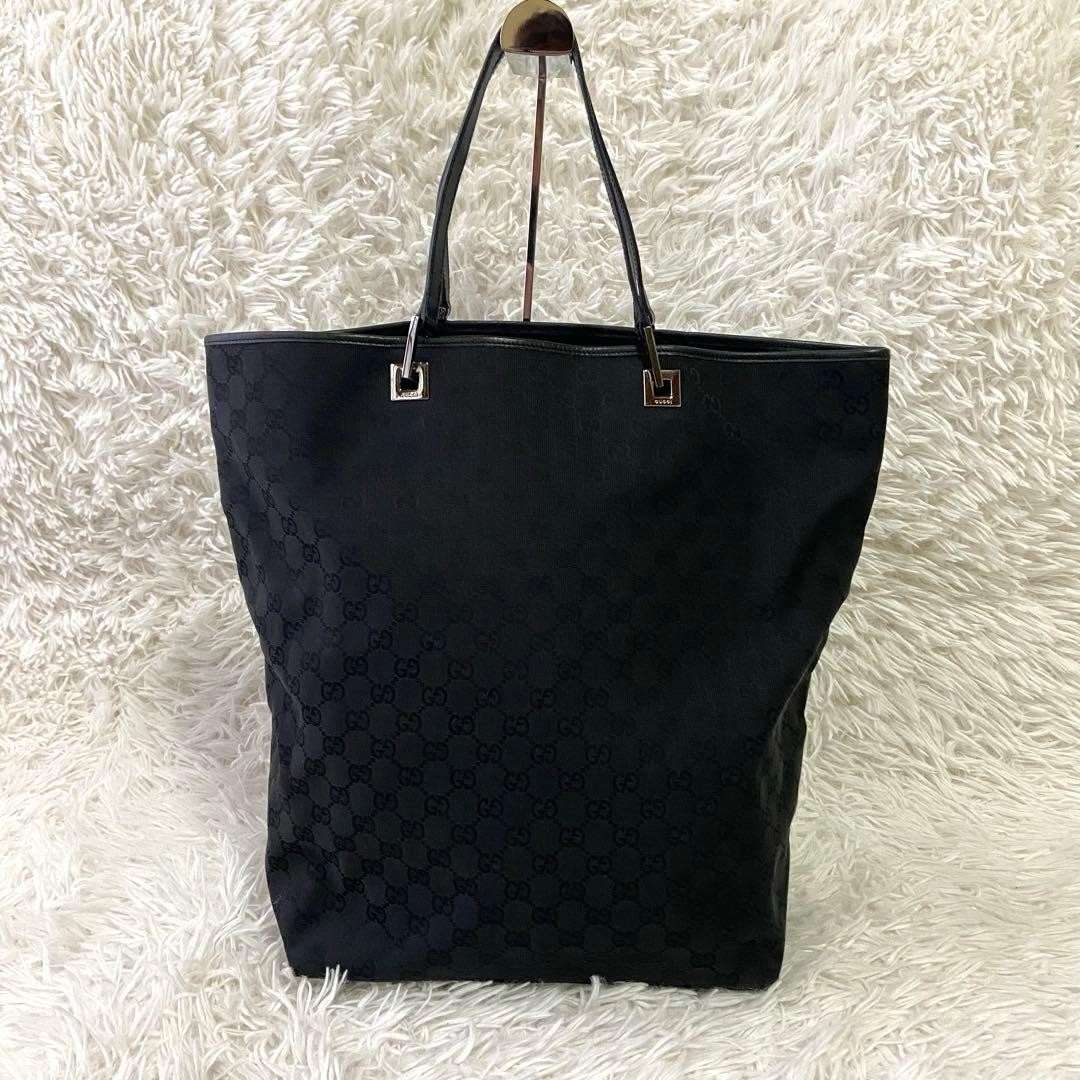 Gucci Vintage GG Canvas Bucket Bag Unisex Black Large Capacity Leather thumbnail 2