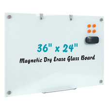 Wingwise Glass Dry Erase Board 36 X 24 Inches Magnetic Glass Whiteboard For