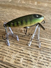 Paw-Paw Vintage Wood Crankbait Fishing Lure Green Black Perch Stripe Original