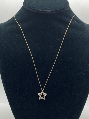 ADL 10k Gold Diamant offen Stern Anhänger Halskette 2,0g