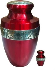 At Peace Memorials Tranquility Red Urn for Ashes SET