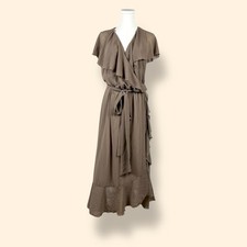 Women's Show Me Your Mumu Beige Ruffle Tie Waist Maxi Dress 1X