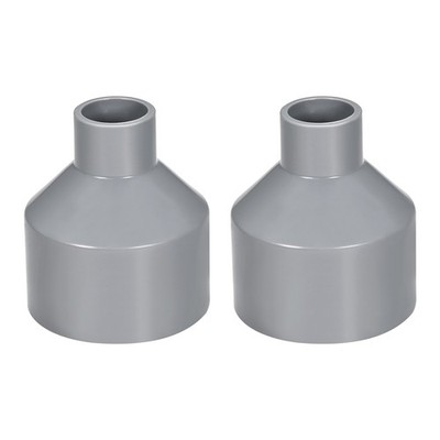 50mm x 20mm PVC Reducing Coupling Hub by Hub, DWV Pipe Fitting, Gray 2Pcs
