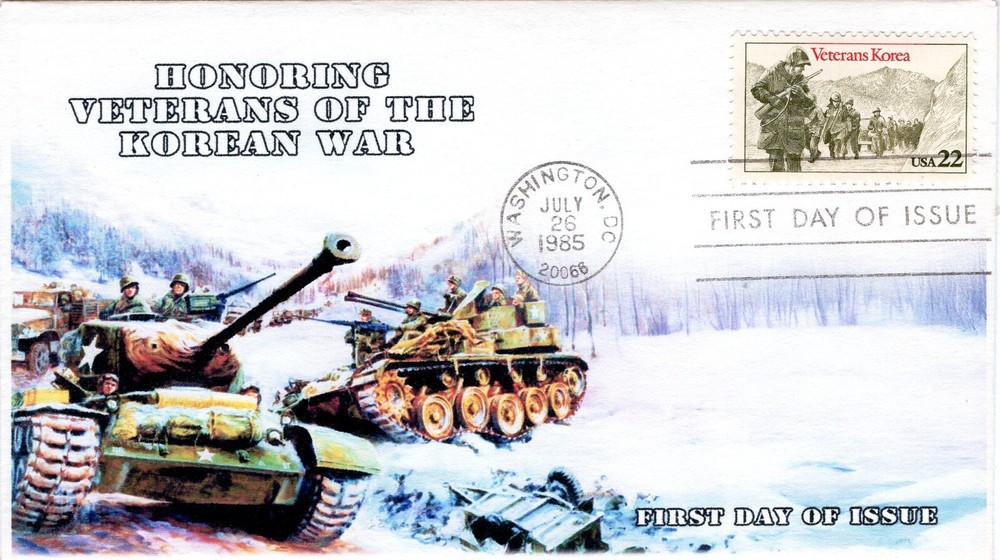 AO-2152-2, 1985, Korean War Veterans,  Add-on Cachet, First Day Cover, SC 2152