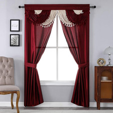 Cortinas Rojas Para Sala Elegantes Con Cenefas De 2 Paneles 54 X 84 Modernas Set