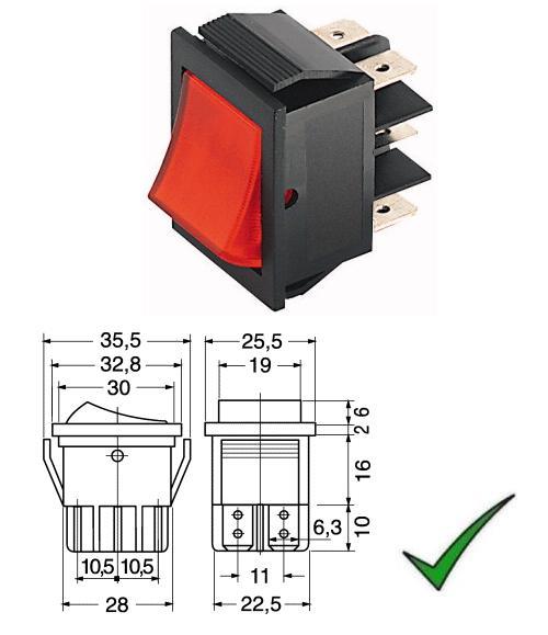 Interruttore A Bilanciere Rosso, 2 Poli, 250V/15A, Commutatore - Foto 8