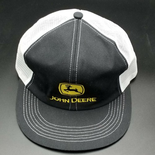 Vintage John Deere Black and White Snapback Baseball Trucker Hat Cap Deer Patch - Picture 5 of 9