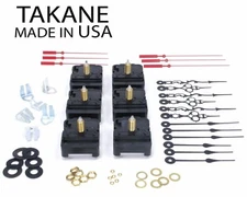 USA Takane C-Cell Battery Clock Movements Kit with Hands, 5/8" Length (Set of 6)