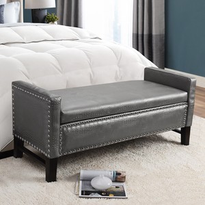 PU-Leather-Croc-Storage-Bench-Ottoman-Fabric-Modern-Upholstered-Nailhead-Trim