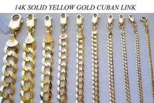 14K SOLID GOLD CUBAN LINK CHAIN NECKLACE BRACELET FOR MEN WOMEN 2 11.5mm 7 30"
