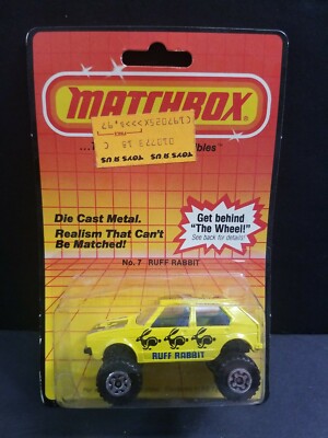 Vintage Matchbox 1983 Ruff Rabbit No.7 Yellow Diecast Metal Hong Kong 