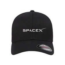SpaceX Logo Embroidered Flexfit Fitted Ball Cap 
