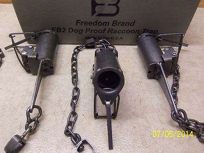 3 New Freedom Brand FB2 Dog Proof Foothold Coon Traps  Trapping  Raccoon 