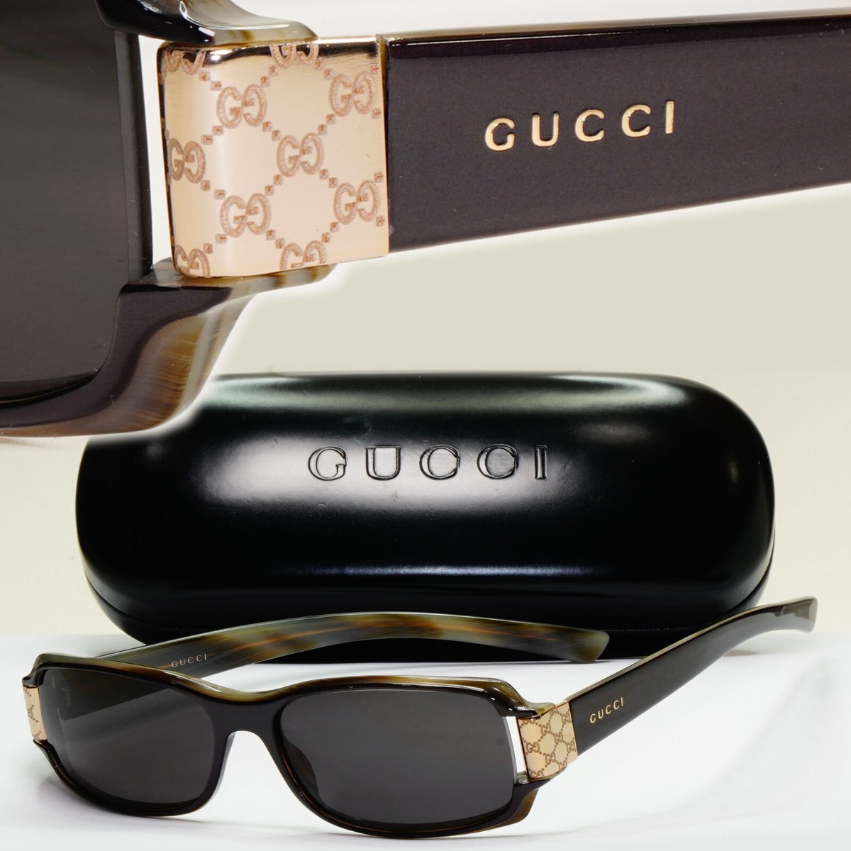 Gucci Sunglasses 1999 Vintage Black Grey Rectangle Small GG Gucci Sunglasses 1999 Vintage Black Grey Rectangle Small GG