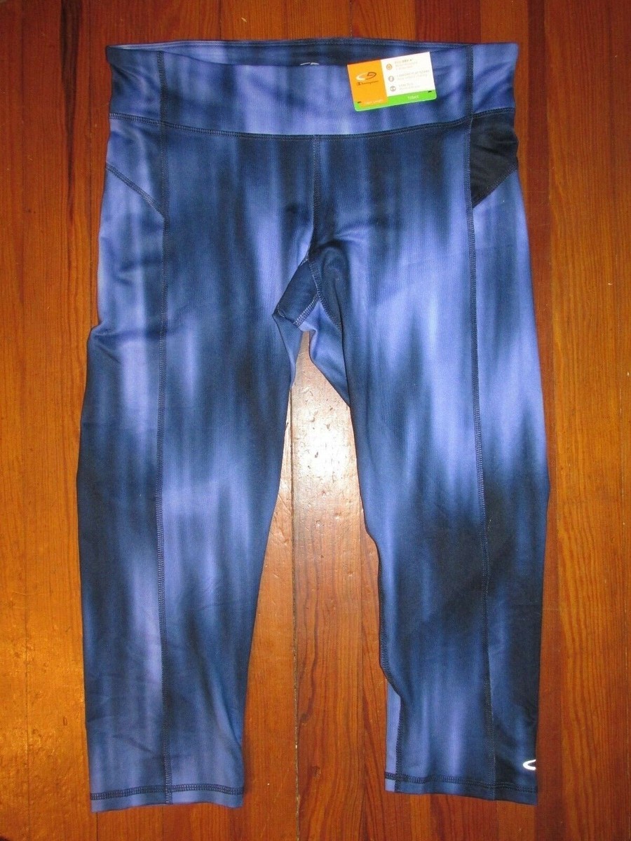 923X04 Champion C9 P9887 Capri Length Pants Duo Dry Tight Stretch Small Blue