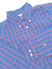 🇺🇲 Brooks Brothers Regent Mens  M 15.5x33 Blue Red Check Button Down Shirt