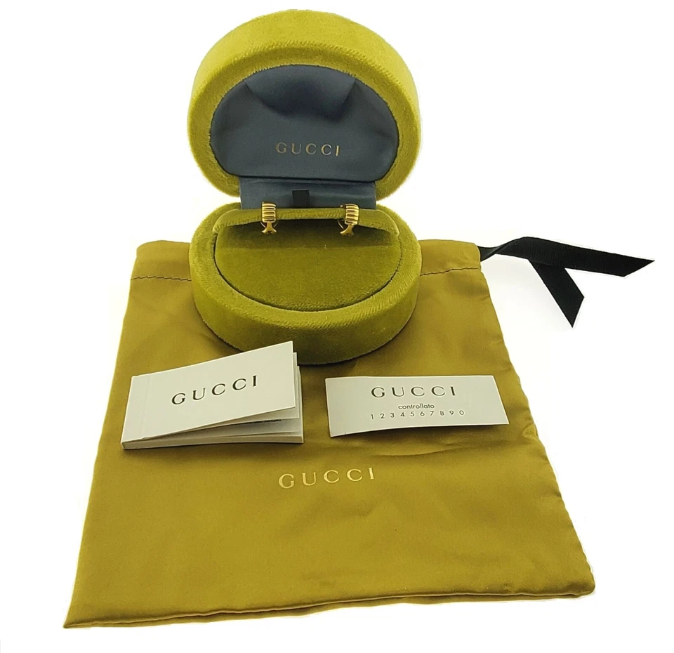 Caja Mini Huggies Clip Omega Oro Amarillo 18K Diamante Redondo GUCCI De Colección Raro Foto 3 de 4