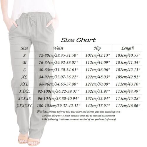 Womens Casual Solid Pants Loose Pockets Elastic Drawstring Pants Long Trousers - Picture 50 of 65