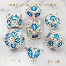 Hollow Arrow Series Dice 7 Pcs Set Metal Game Dice D4-D20 Dungeons & Dragons