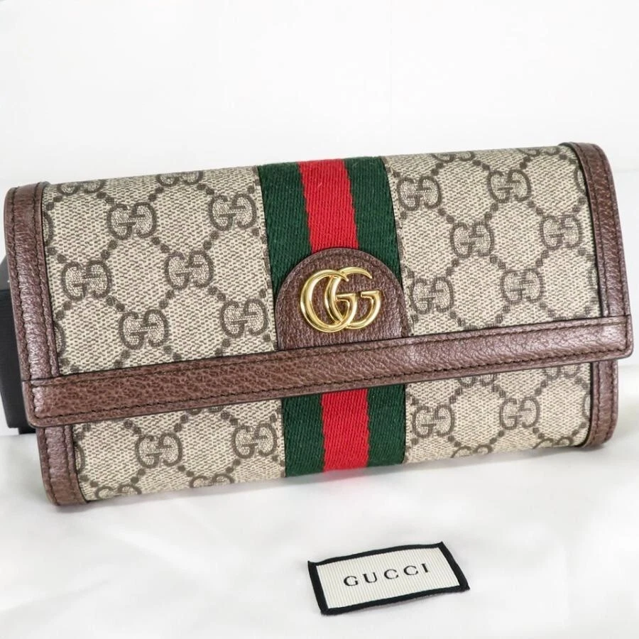 Portefeuille GUCCI Ophidia GG Continental toile suprême cuir beige avec boîte authentique