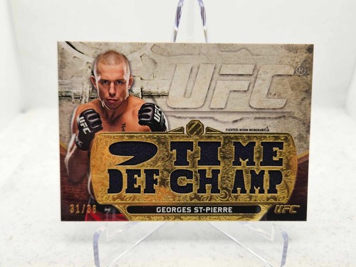 Georges St-Pierre 2014 Topps Knockout Fighter Worn Memorbilia 31/36 UFC Card