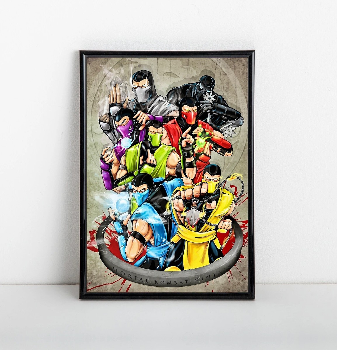 絵画+タペストリー Scorpion Mortal Kombat Ninjas Poster Original Art - Scorpion Sub-Zero