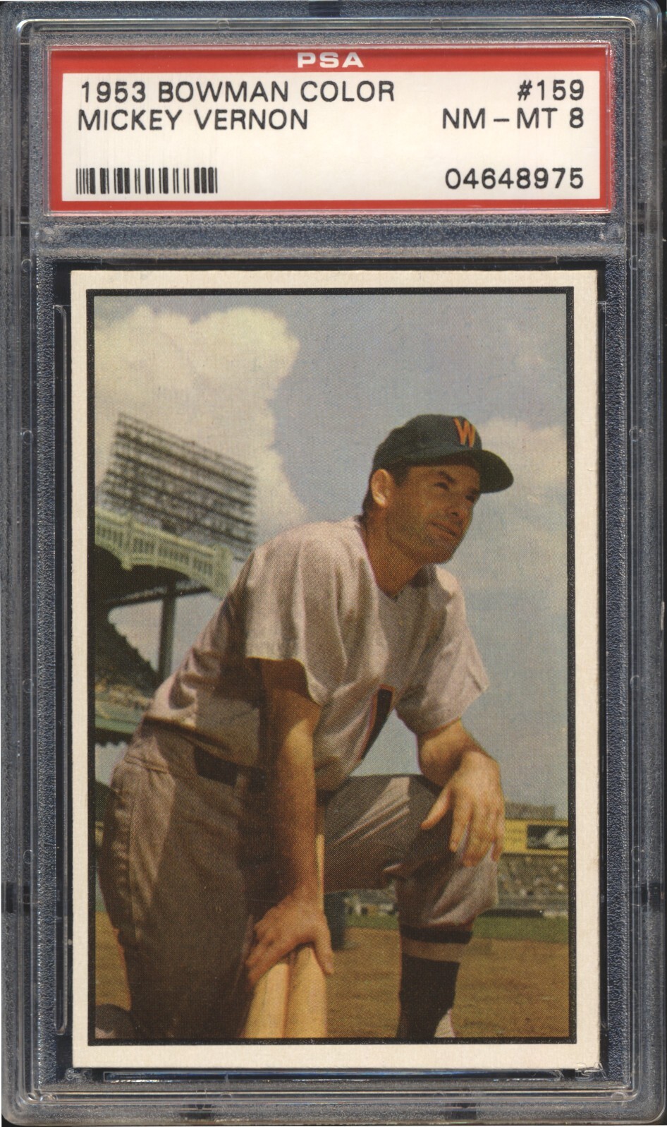 1953 Bowman Color Baseball Mickey Vernon #159 PSA 8 WASHINGTON SENATORS POP 32