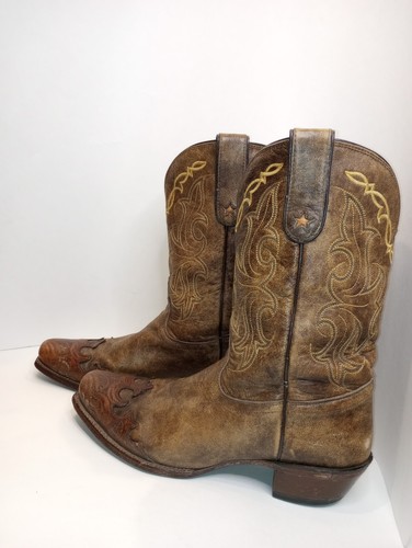 Tony Lama Cowboy Boots Womens 10 B Vaquero Bark Santa Fe Western TL Style 6004 - Picture 11 of 24