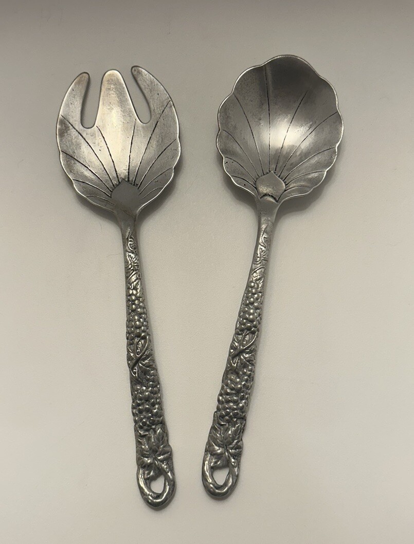 Arthur Court Grape Salad Serving Utensils Set 1990s Aluminum