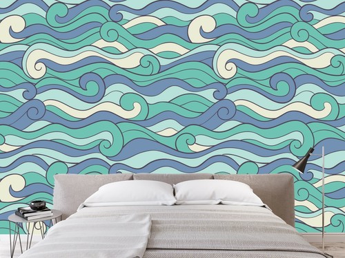 3D Green Sea Wave ZHU4314 Wallpaper Wall Mural Removable Self-adhesive Zoe - Picture 2 of 5