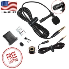 lavalier lapel Microphone Clip-on For DSLR, Phones, Interviews 6ft Aux Extension
