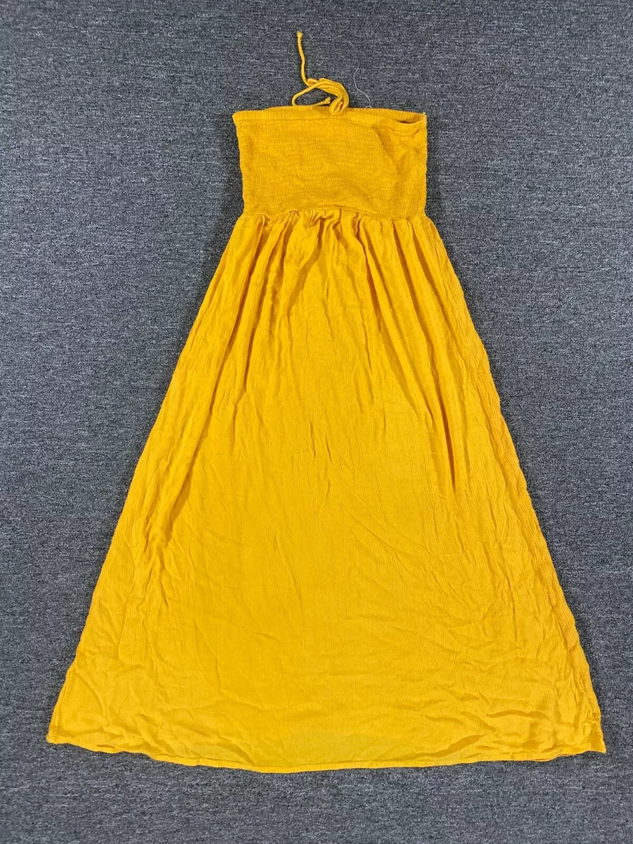 Beaches Boho Mustard Yellow Sun Dress Summer Beach Rayon Women s