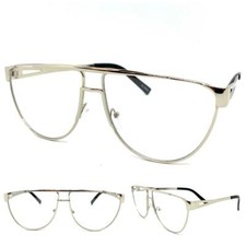 Mens Women Classic Vintage Retro Style Clear Lens EYE GLASSES Silver Metal frame