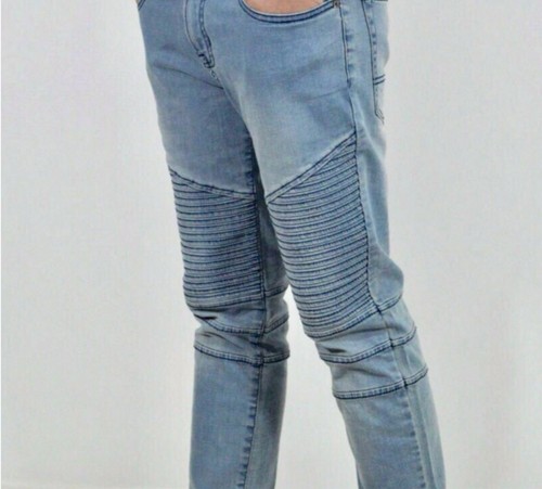 New Mens Biker Jeans Stretch Denim Trouser Slim Fit Pants Designer Fashion Jeans - Picture 4 of 4