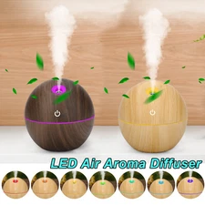 7 LED Air Aroma Diffuser Oil Humidifier Essential Aromatherapy Wood Grain Decor