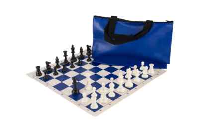 Superior Chess Set Combination - Triple Weighted - Royal Blue Board / Bag