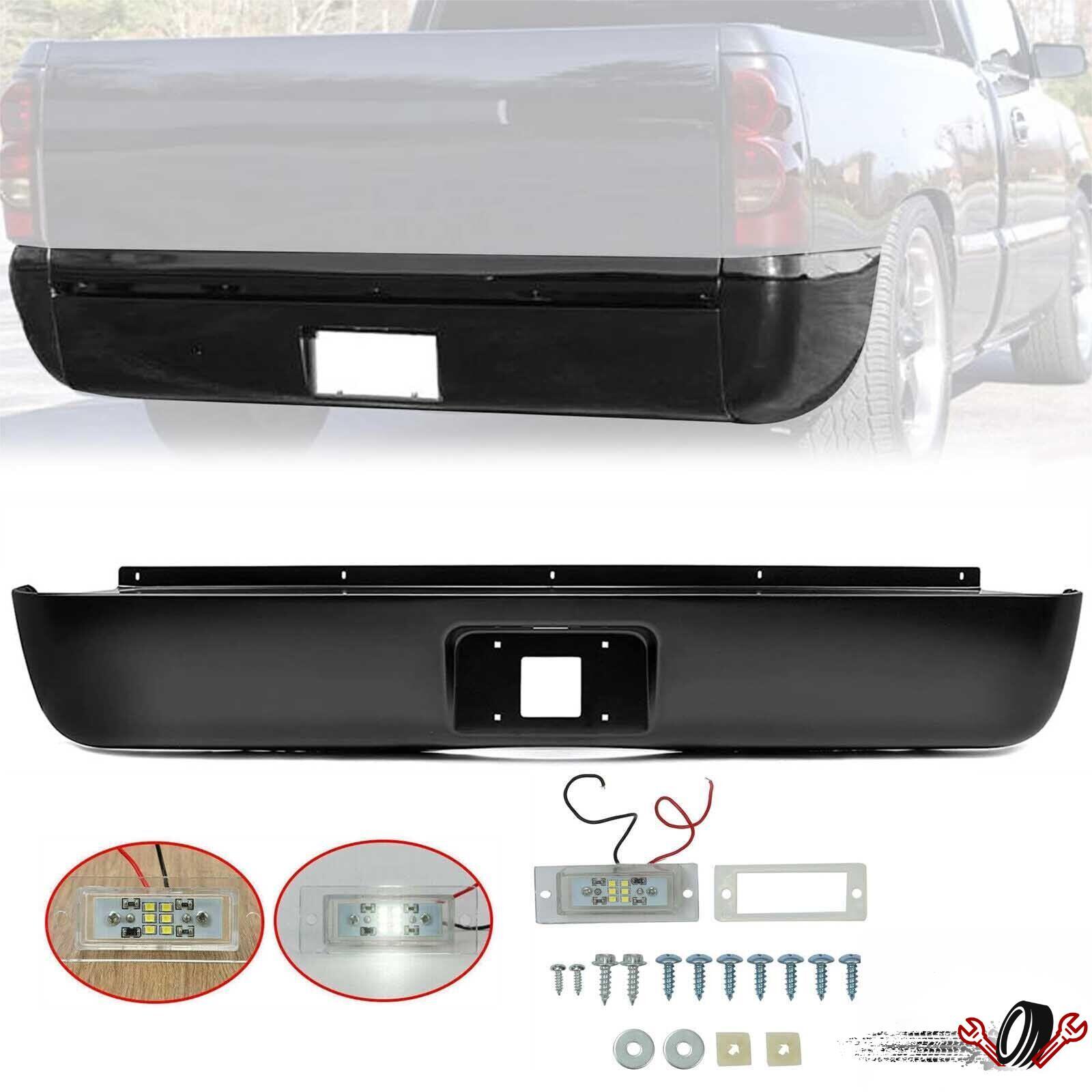 Rear Bumper Roll Pan w/LED License Lamp For Chevy Silverado 