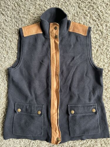Vintage RALPH LAUREN Women Black Cotton VEST Medium Suede 100% Genuine Leather