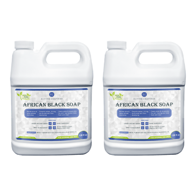 #ad Liquid Raw African Black Soap 2 GALLONS 100% Pure Natural Body Face Wash Bulk $69.95