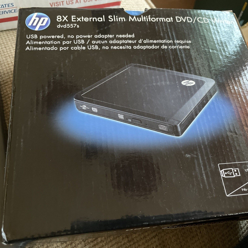 HP 8x External Slim Multiformat DVD/CD Writer dvd557s USB Powered