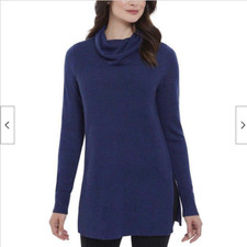 Adrienne Vittadini Women's Cowl Neck Tunic NAVAL HEATHER,SMALL NWT