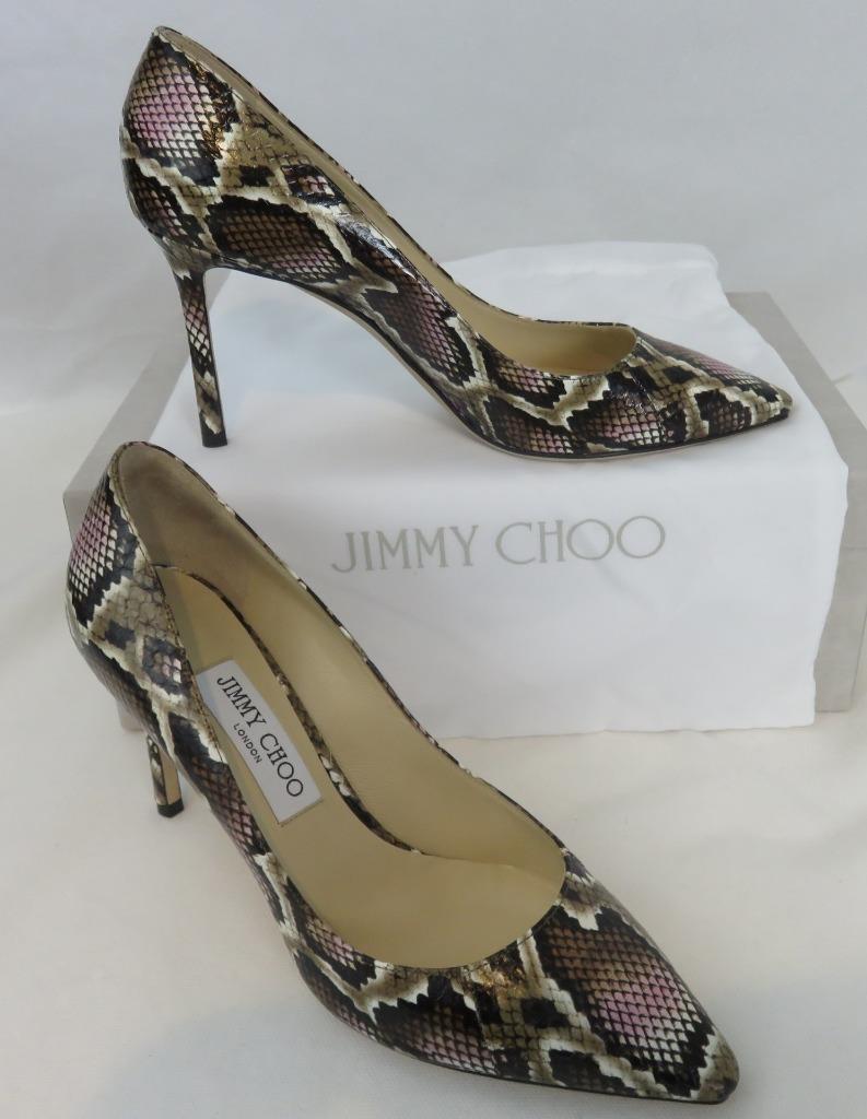 ★JIMMY CHOO　ROMYフラット　 カーキブラウン 37 JIMMY CHOO Coarse Glitter Degrade Pointy Toe Romy 100 Pumps