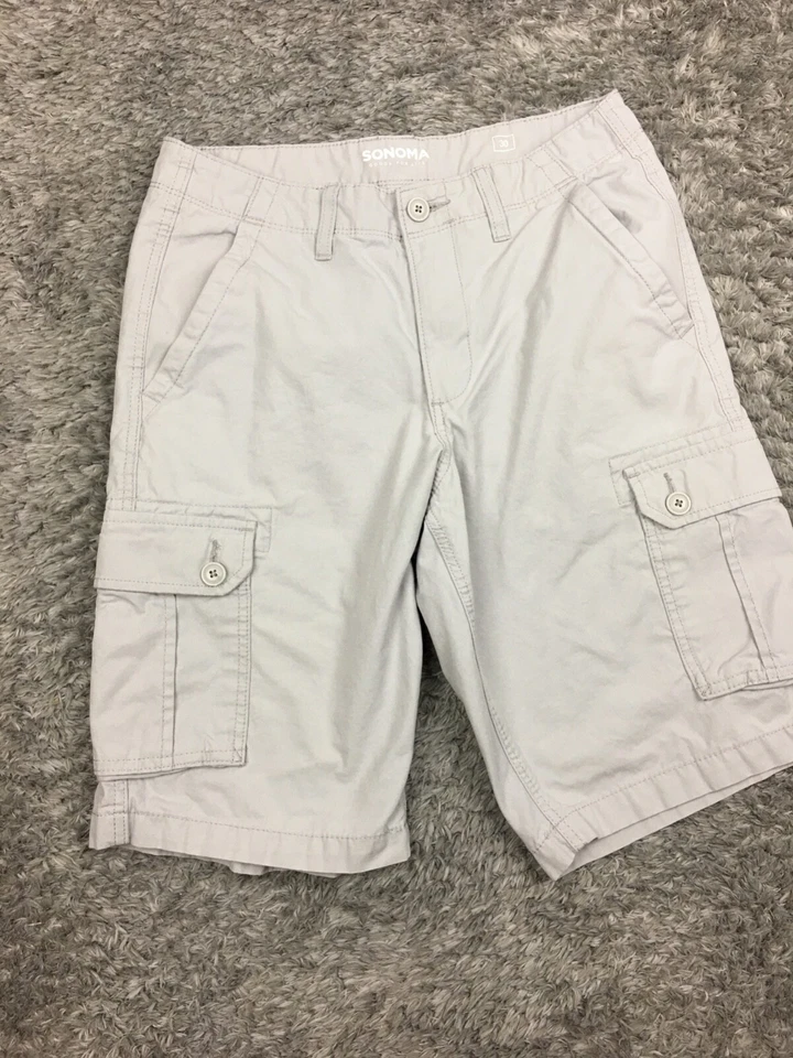 Pantalones Cortos Sonoma Caqui Para Hombre Talla 30 Gris 100% Algodón Foto 3 de 4