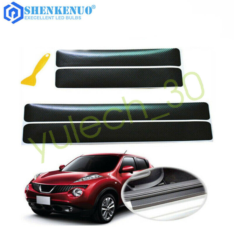 4X Car Stickers Carbon Fiber Door Sill Protector Scuff Plate Trim Accessories